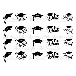 استيكر UV DTF-21025 قبعة تخرج اسود A4